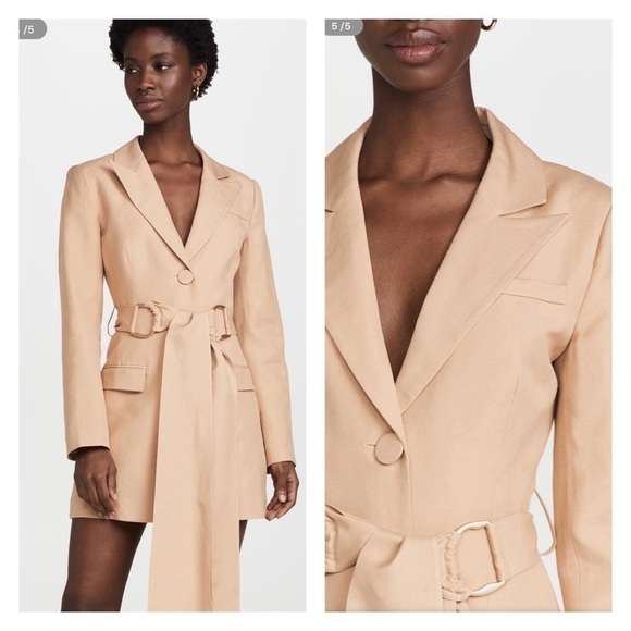 SIGNIFICANT OTHER Elora Beige Tie Waist Blazer Mini Dress Size 2 NWT - Picture 7 of 15